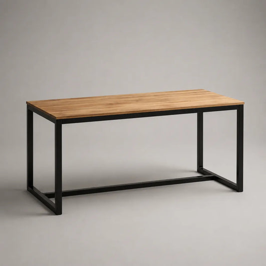 Tavolo da pranzo 160x75x75 cm piano in legno naturale struttura in acciaio verniciato nero design rettangolare industriale